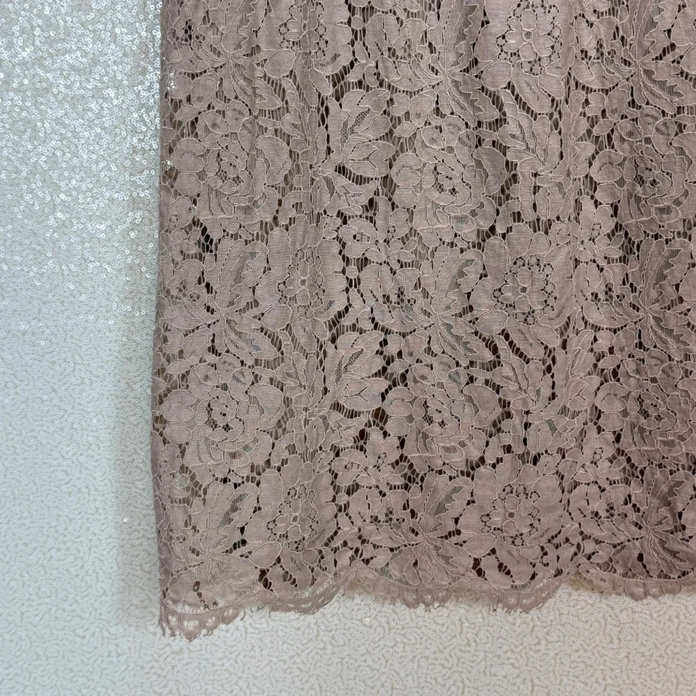 Xhilaration Lace Sleeveless Dress XL Taupe Blush Floral Crochet Mock Neck Boho